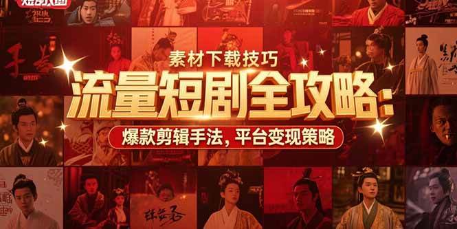 图片[1]-流量短剧全攻略：素材下载技巧，爆款剪辑手法，平台变现策略