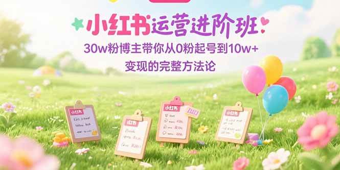 图片[1]-小红书运营进阶班：30w粉博主带你从0粉起号到10w+变现的完整方法论