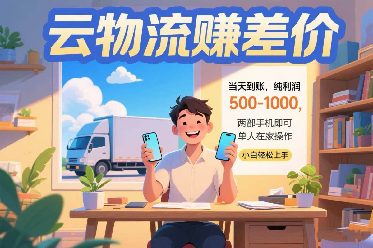 图片[1]-云物流赚差价 当天到账纯利润500-1000 两部手机即可 可单人在家操作 小…