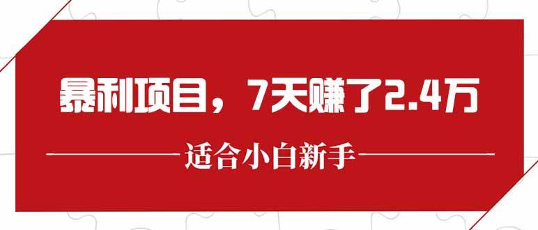 图片[1]-最新暴利项目，每单收益轻松在300以上，7天赚了2.4万