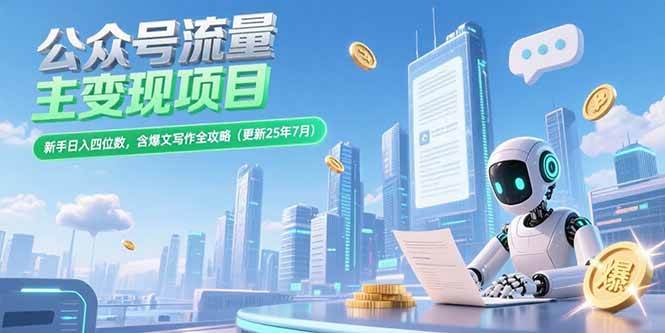 图片[1]-公众号流量主变现项目，新手日入四位数，含爆文写作全攻略(更新25年7月)