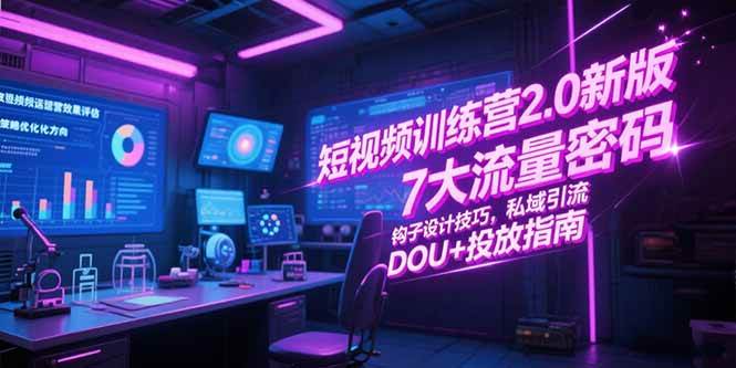 图片[1]-短视频训练营2.0新版，7大流量密码/钩子设计技巧/私域引流/DOU+投放指南