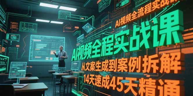 图片[1]-AI视频全流程实战课，从文案生成到案例拆解，14天速成45天精通
