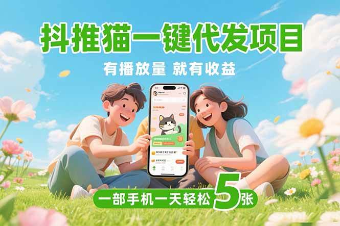 图片[1]-抖推猫一键代发项目，0粉丝 不用实名 有播放量就有收益，一部手机一天五张