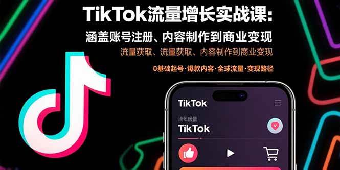 图片[1]-TikTok流量增长实战课：涵盖账号注册、流量获取、内容制作到商业变现