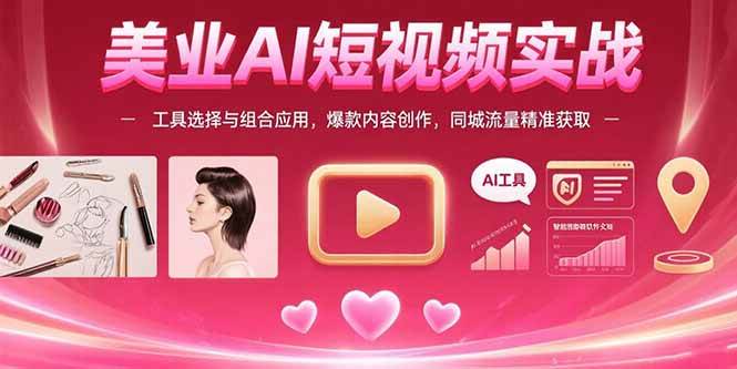 图片[1]-美业AI短视频实战：工具选择与组合应用，爆款内容创作，同城流量精准获取