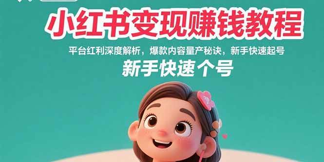 小红书变现赚钱教程：平台红利深度解析，爆款内容量产秘诀，新手快速起号|云雀资源分享