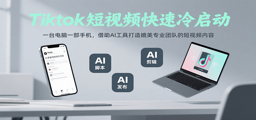 Tiktok短视频快速冷启动，一台电脑一部手机，借助AI工具打造媲美专业团队的短视频内容|云雀资源分享