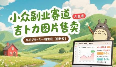 小众副业赛道 吉卜力图片售卖 单日2张+ AI一键生成【附教程】|云雀资源分享