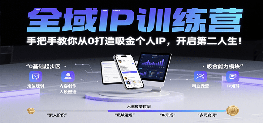 全域IP训练营，手把手教你从0打造吸金个人IP，开启第二人生！|云雀资源分享