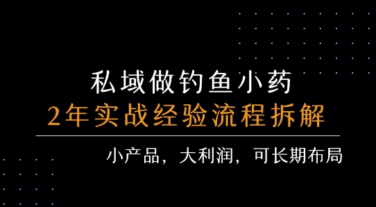 私域做钓鱼小药 每单利润3张+ 详细流程拆解|云雀资源分享