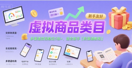 虚拟商品类目，多渠道变现稳定5张+，适合新手【附渠道教程】|云雀资源分享