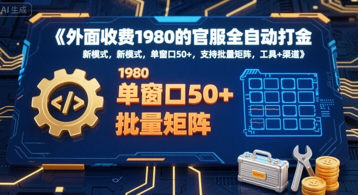 外面收费1980的官服全自动打金，新模式，单窗口50+，支持批量矩阵，工具+渠道【揭秘】|云雀资源分享