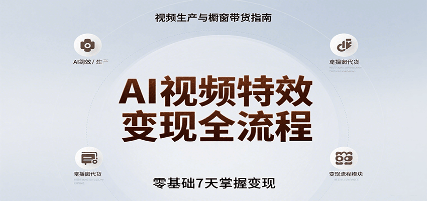AI视频特效变现全流程，零基础7天掌握视频生产到橱窗带货变现|云雀资源分享