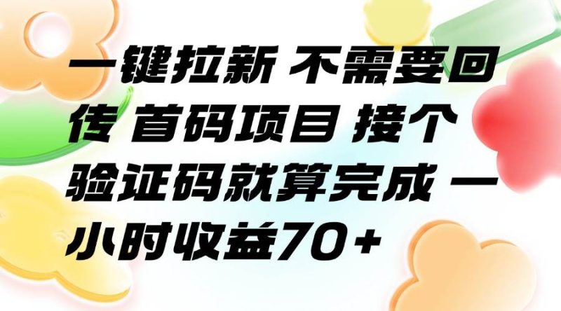 一键拉新 不需要回传 首码项目 接个验证码就算完成 一小时收益70+|云雀资源分享