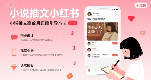 小说推文小红书高转化引导方法实操课，小说推文高效且正确引导方法|云雀资源分享