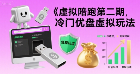虚拟陪跑第二期，冷门优盘虚拟玩法，不违规，利润可观|云雀资源分享