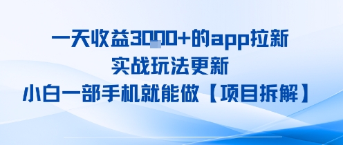 一天收益1k+的app拉新，实战玩法更新，小白一部手机就能做【项目拆解】|云雀资源分享