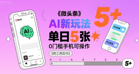 微头条AI新玩法，小白单日5张+，0门槛手机可操作【附工具指令】|云雀资源分享