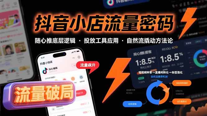 抖音小店流量密码，随心推底层逻辑，投放工具应用，自然流撬动核心方法论|云雀资源分享