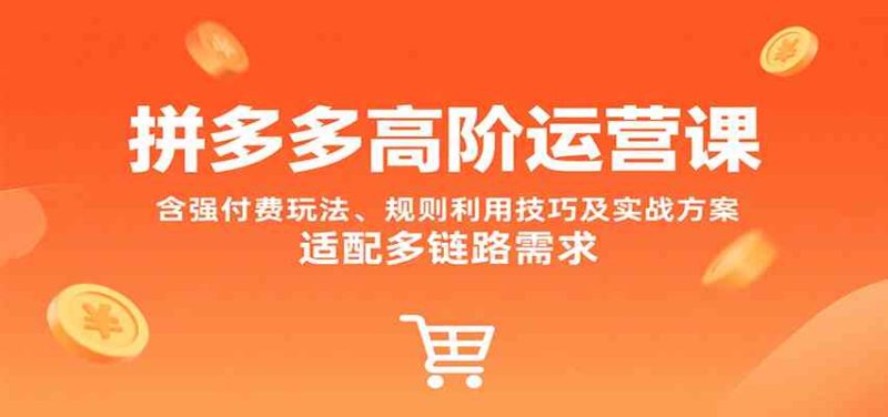 拼多多高阶运营课，含强付费玩法、规则利用技巧及实战方案，适配多链路需求|云雀资源分享