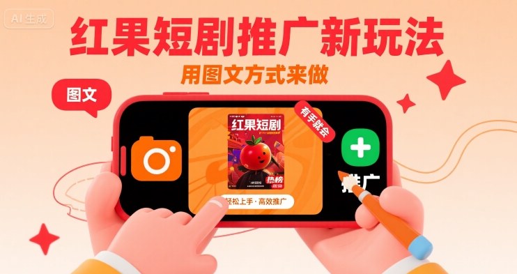 红果短剧推广新玩法，用图文方式来做，有手就会|云雀资源分享