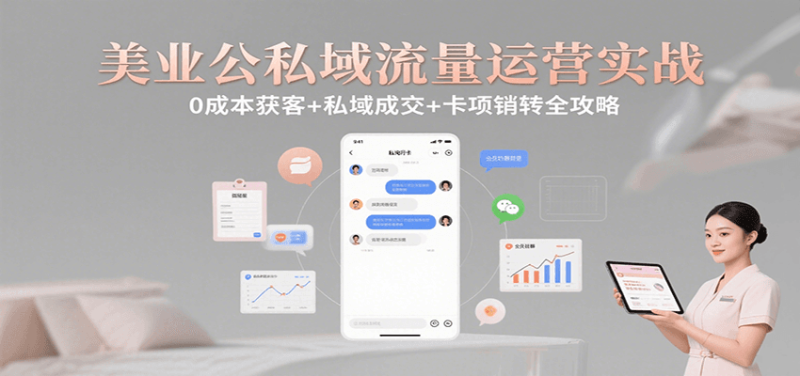 美业公私域流量运营实战:0成本获客+私域成交+卡项销转全攻略|云雀资源分享