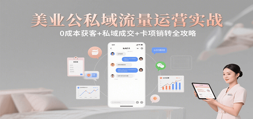 美业公私域流量运营实战：0成本获客+私域成交+卡项销转全攻略|云雀资源分享
