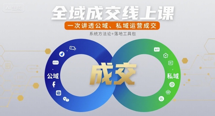 全域成交线上课，一次讲透公域、私域运营成交|云雀资源分享