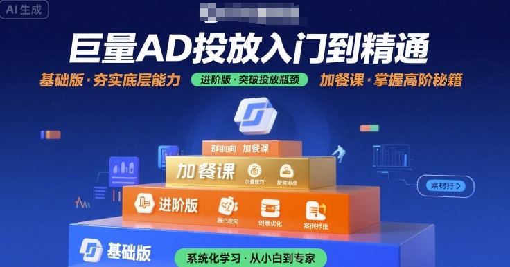 巨量AD投放入门到精通，基础版+进阶版+加餐课|云雀资源分享