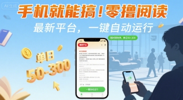 手机就能搞！零撸阅读挂G，最新平台，一键自动运行，随时随地挣，单日50-3张+【揭秘】|云雀资源分享