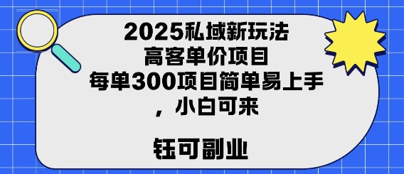 2025私域新玩法高客单价，每单3张操作简单，小白可轻松上手|云雀资源分享
