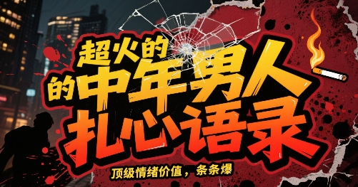 超火的中年男人扎心语录，顶级情绪价值，条条爆，AI操作简单|云雀资源分享