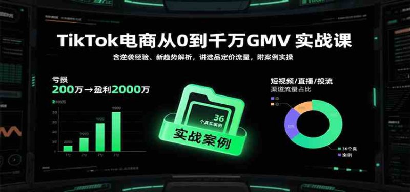 TikTok电商从0到千万GMV实战课，含逆袭经验、新趋势解析，讲选品定价流量，附案例实操|云雀资源分享