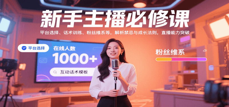 新手主播必修课:平台选择、话术训练、粉丝维系等,解析禁忌与成长法则,突破直播能力|云雀资源分享
