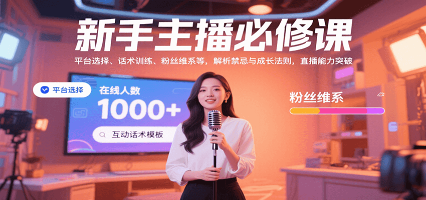 新手主播必修课：平台选择、话术训练、粉丝维系等，解析禁忌与成长法则，突破直播能力|云雀资源分享