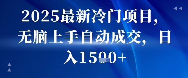 2025最新冷门项目，无脑上手自动成交，日入多张|云雀资源分享