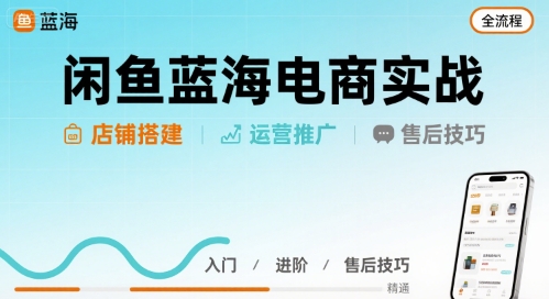 闲鱼蓝海电商实战，店铺搭建运营售后全流程|云雀资源分享