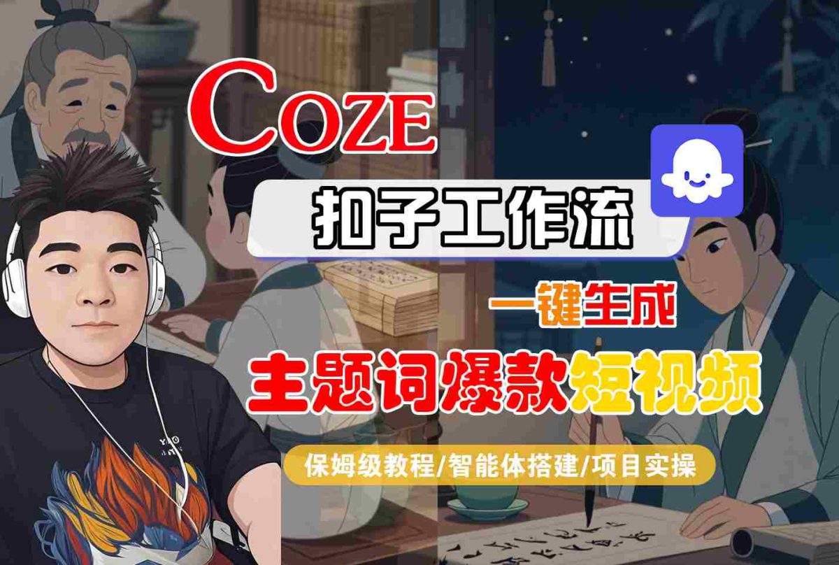 COZE扣子工作流一键生成主题词爆款短视频，保姆级教程-智能体搭建-项目实操|云雀资源分享