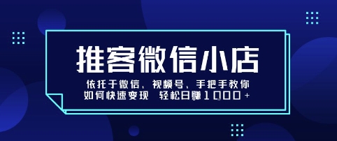推客微信小店依托于微信、视频号，手把手教你如何快速变现 轻松日入1k+【揭秘】|云雀资源分享