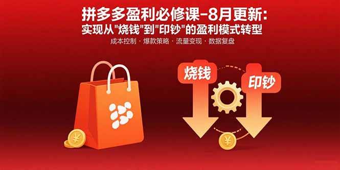 拼多多盈利必修课-8月更新：突破运营瓶颈 实现从烧钱到印钞的盈利模式转型|云雀资源分享