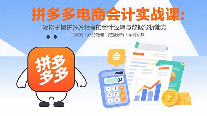拼多多电商会计实战课：轻松掌握拼多多特有的会计逻辑与数据分析能力|云雀资源分享