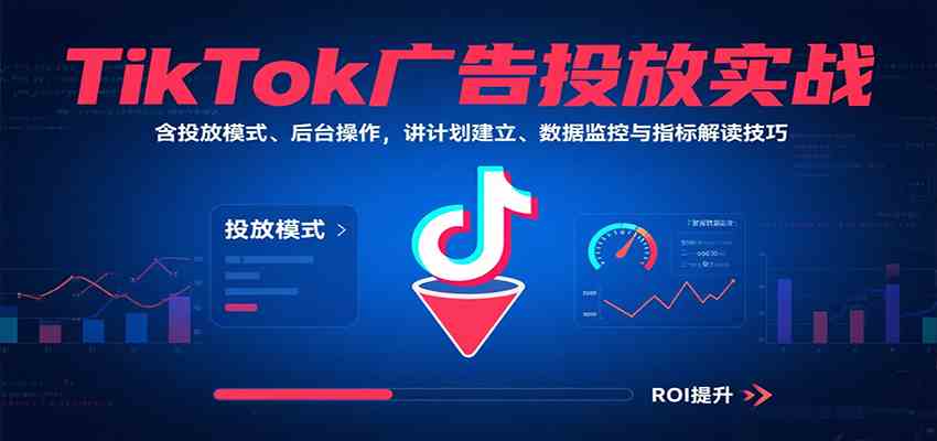 TikTok广告投放实战，含投放模式、后台操作，讲计划建立、数据监控与指标解读技巧|云雀资源分享