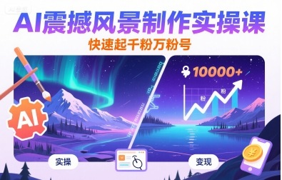 AI震撼风景制作实操课，快速起千粉万粉号|云雀资源分享