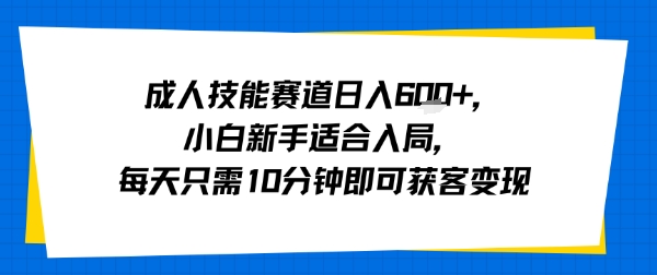 成人技能赛道日入多张，小白新手适合入局，每天只需10分钟即可获客变现|云雀资源分享