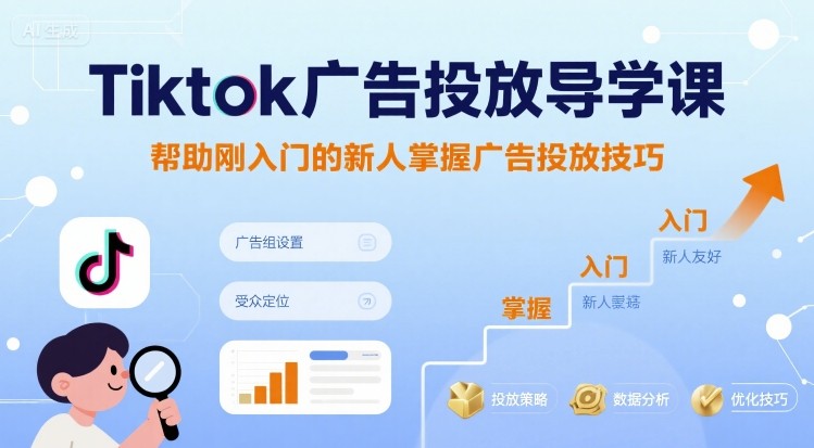 Tiktok广告投放导学课，帮助刚入门的新人掌握广告投放技巧|云雀资源分享
