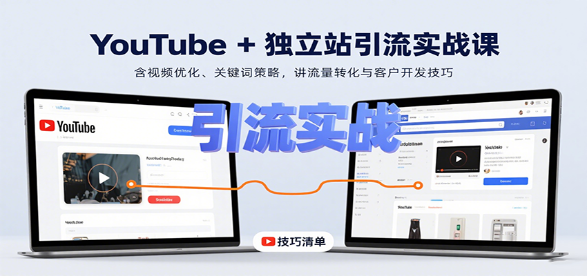 YouTube+独立站引流实战课：含视频优化、关键词策略，讲流量转化与客户开发技巧|云雀资源分享