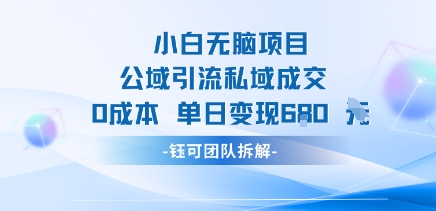 小白无脑项目公域引流私域成交0成本单日变现680米|云雀资源分享