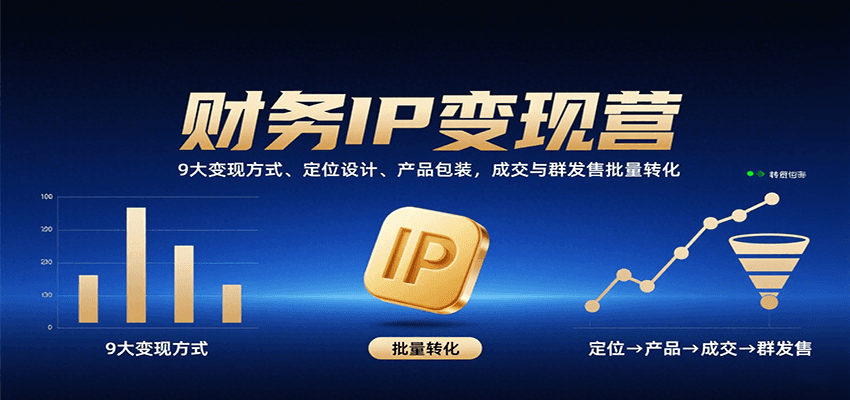 财务IP变现营：9大变现方式、定位设计、产品包装，成交与群发售批量转化|云雀资源分享