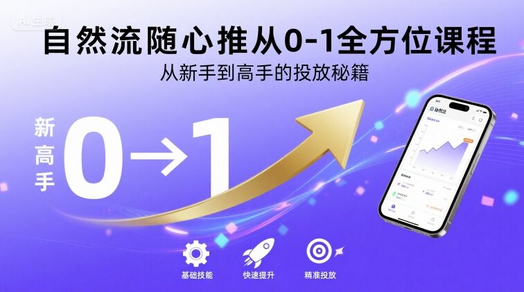 自然流随心推从0-1全方位课程，从新手到高手的投放秘籍|云雀资源分享